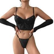 Women's Embroidered Mesh Underwired Push Up Bra And Panty Lingerie Set Lingerie Bodysuit with Push up Bra plus Size Hell Bunny Womens Lingerie Snap Lingerie for Women plus Size Open Crouch