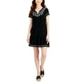 thumbnail image 1 of Women's Embroidered Peasant Dress Deep Black XL, 1 of 1