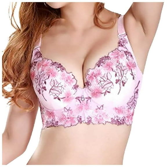 Women's Embroidered Sexy Push Up Bra Adjustable Straps Comfortable Lace Underwire Support
