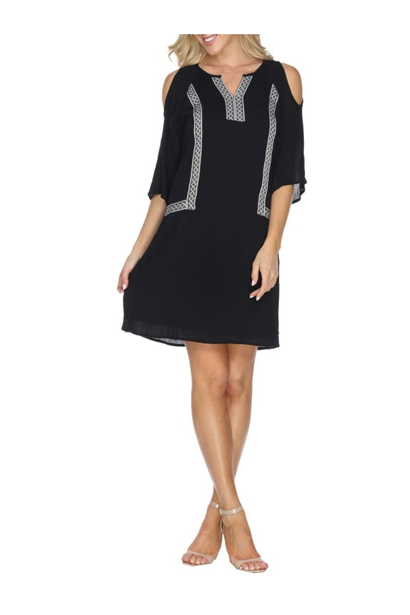 Women's Embroidered Shoulder Cut Out Dress