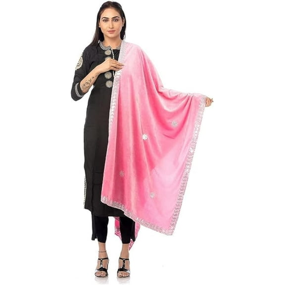 Women's Embroidered Velvet Long Scarf