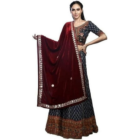 Women's Embroidered Velvet Long Scarf