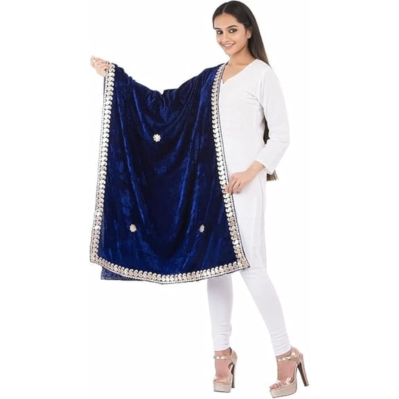 Women's Embroidered Velvet Long Scarf