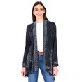 thumbnail image 1 of Women's Embroidered Velvet Open Front Cardigan, 1 of 21