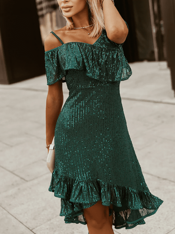 emerald green lace bodycon dress Emerald Green Sequin Lace Sparkle Dress Dark Green Sequin Lace-Up Bodycon Mini Dress Womens Medium (