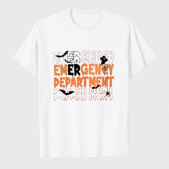 Women's Emergency Department Halloween Nurse Graphic T-Shirt, 100% Cotton Short Sleeve Shirt