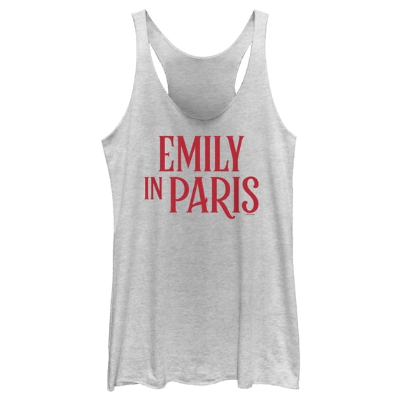 Women's Emily in Paris Red Logo Racerback Tank Top White Heather 2X Large