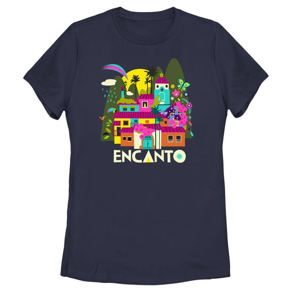 Women's Encanto Casa Where the Magic Begins  Graphic Tee Navy Blue Large