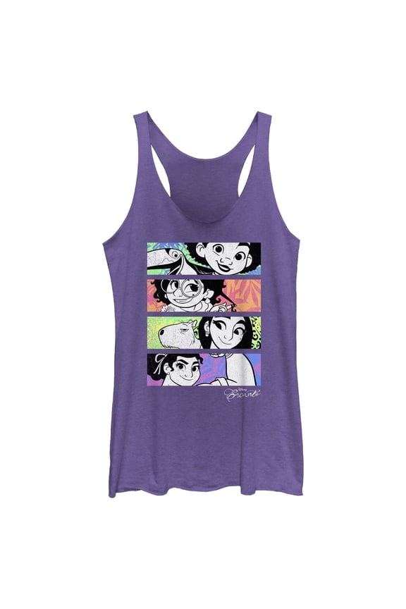 Women's Encanto Family Box Up  Racerback Tank Top Purple Heather X Small