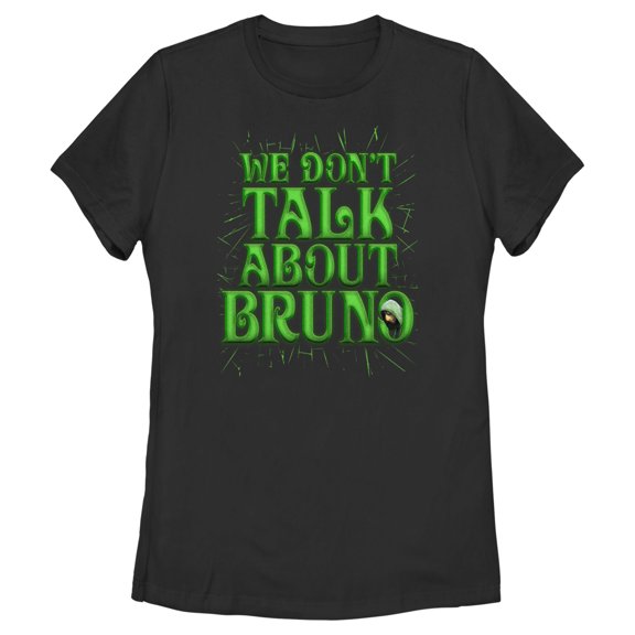 Women's Encanto We Don't Talk About Bruno Green Text  Graphic Tee Black Small