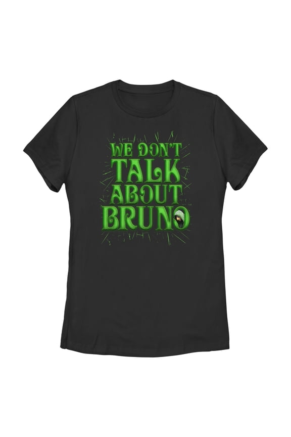 Women's Encanto We Don't Talk About Bruno Green Text  Graphic Tee Black Small