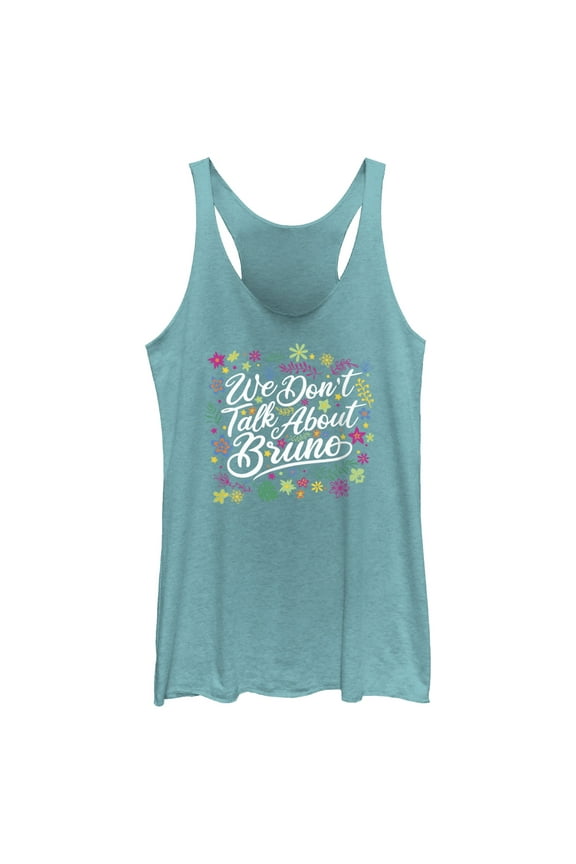 Women's Encanto We Don't Talk About Bruno Quote  Racerback Tank Top Tahiti Blue 2X Large
