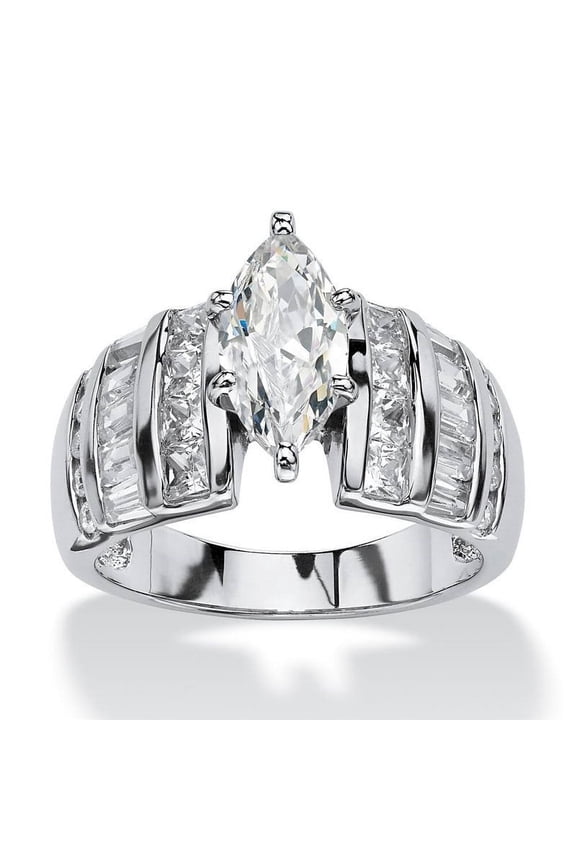 Women's Engagement Rings Fashion Jewelry 925 Sterling Silver Plated Cubic Zirconia Marquise Cut Wedding Ring
