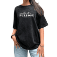 thumbnail image 1 of Women's Ephesians 2:10 "Created With A Purpose" Typography Graphic T Shirt Casual Breathable Black S-2XL Plus Size, 1 of 5