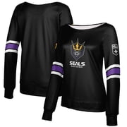 Womens Epoch Lacrosse Black San Diego Seals Boat Neck Pullover Sweatshirt
