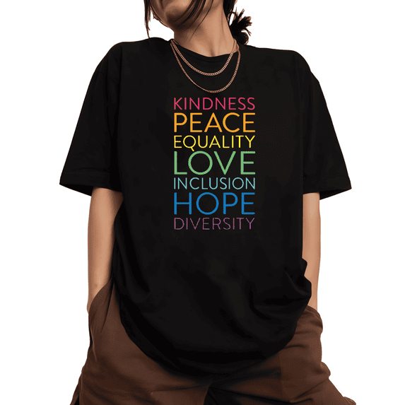 Women's Equality & Love Cotton Tee Casual Top Pride Graphic Breathable Short Sleeve Round Neck Black S-5XL