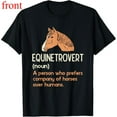 thumbnail image 1 of Women's Equinetrovert Horse Graphic T Shirt Casual Comfortable Short Sleeve Round Neck Top Black S-5XL, 1 of 5