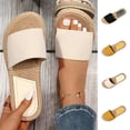 thumbnail image 1 of Women's Espadrille Platform Slide Sandals Solid Color Wide Strap Open Toe Flat Slippers Wide Width Friendly Soft Sole Non Slip Indoor Outdoor Casual Slides, 1 of 10