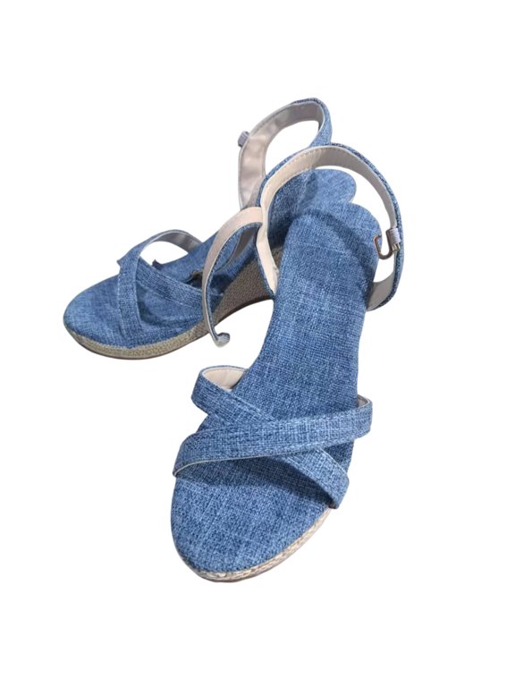 Women’s Espadrille Wedge Sandals, Cross Strap Buckle Platform Summer Shoes