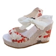 thumbnail image 1 of Women's Espadrille Wedge Sandals – Open Toe Ankle Strap Platform 4 Inchs High Heels Summer Dress Shoes, 1 of 8