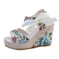 thumbnail image 1 of Women's Espadrille Wedge Sandals – Open Toe Ankle Strap Platform 4 Inchs High Heels Summer Dress Shoes, 1 of 8