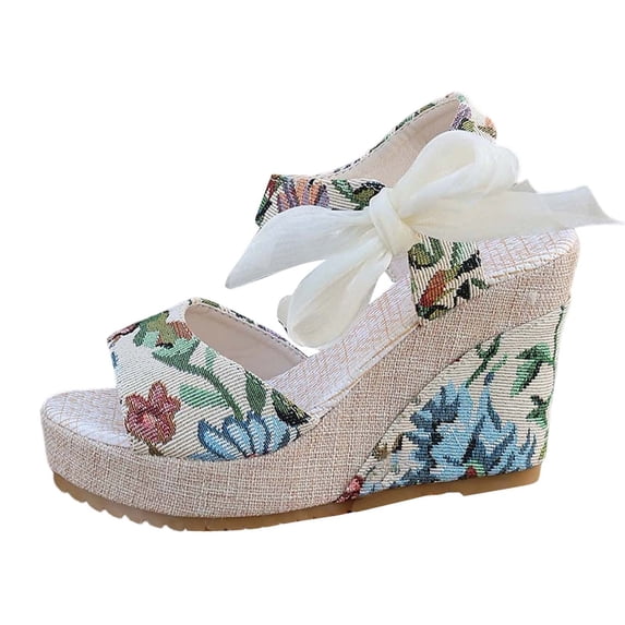 Women's Espadrille Wedge Sandals – Open Toe Ankle Strap Platform 4 Inchs High Heels Summer Dress Shoes
