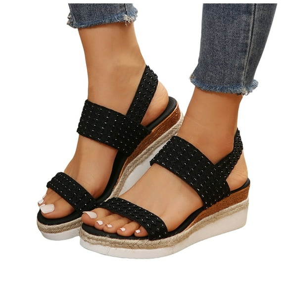 Women's Espadrilles Platform Wedge Dress Sandals Fashion Comfortable Chunky High Heel Slingback Summer Shoes