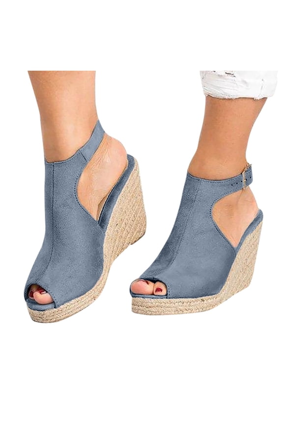 Women's Espadrilles Wedge Sandals Comfortable Open Toe Casual Dressy Summer Shoes Roman Beach Sandal with Ankle Strap