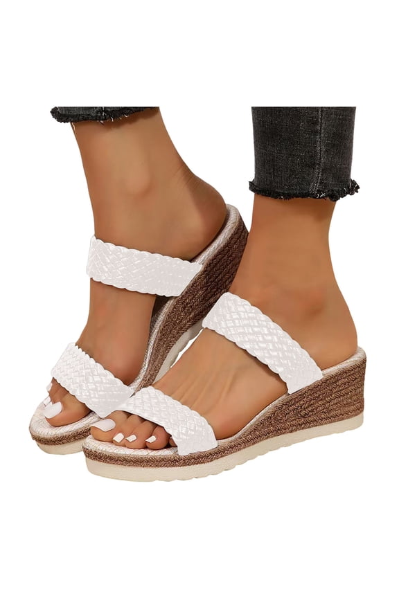 Women's Espadrilles Wedge Slides Sandals Fashion Beach Open Toe Platform Slip on Dress High Heels Summer