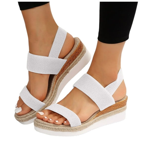 Women's Espadrilles Wedge Slingback Sandals Comfortable Stretchy Platform Walking Summer Shoes for Work