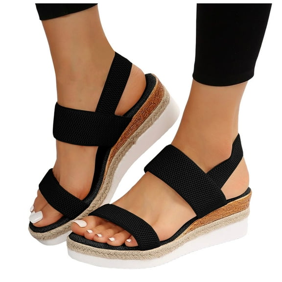 Women's Espadrilles Wedge Slingback Sandals Comfortable Stretchy Platform Walking Summer Shoes for Work
