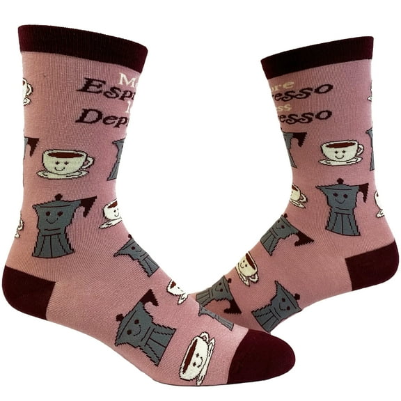 Women's Espresso Depresso Socks Funny Cute Coffee Cup Pot Graphic Novelty Footwear