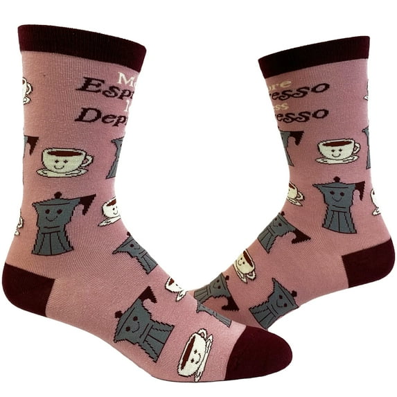 Women's Espresso Depresso Socks Funny Cute Coffee Cup Pot Graphic Novelty Footwear