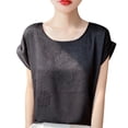 thumbnail image 1 of Women's Essential Crewneck Tee Short Sleeve Solid Color Pullover Casual Soft Basic Top Everyday Wardrobe Staple, 1 of 3