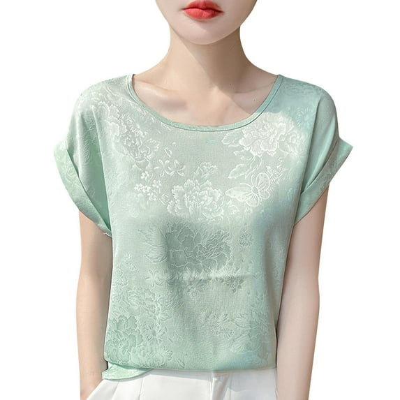 Women's Essential Crewneck Tee Short Sleeve Solid Color Pullover Casual Soft Basic Top Everyday Wardrobe Staple