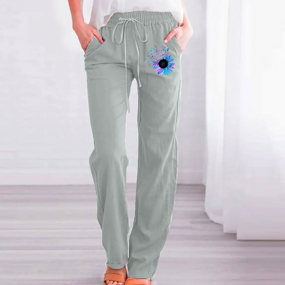 Women's Essential High Rise Super Skinny Jean, Fashion Womens Casual Printing Elastic Loose Pants Straight Wide Leg Trousers Pants Clearance