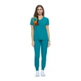 thumbnail image 1 of Women's Essential Scrub Set Cool Stretch Jogger Scrub Top and Pant (4X-Large, Teal), 1 of 6