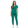 thumbnail image 1 of Women's Essential Scrub Set Cool Stretch Jogger Scrub Top and Pant (5X-Large, True Hunter Green), 1 of 6