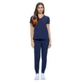 thumbnail image 1 of Women's Essential Scrub Set Cool Stretch Jogger Scrub Top and Pant (X-Small, True Navy Blue), 1 of 6