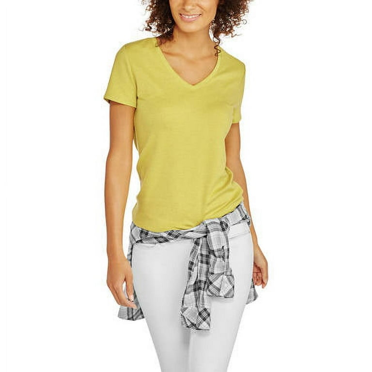 Faded glory women's essential short sales sleeve v neck t shirt