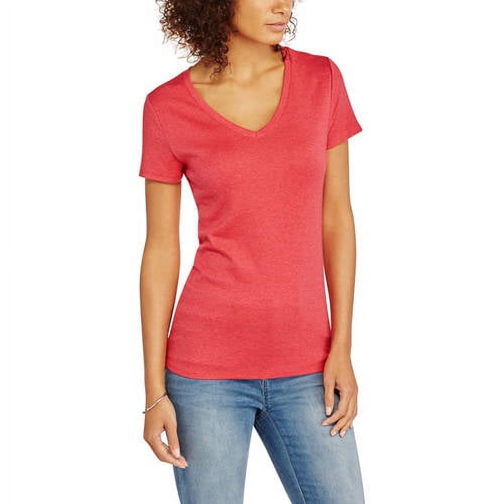 Women s Essential Short Sleeve V neck T Shirt Walmart