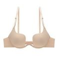 thumbnail image 1 of Women's Essentials Deep U Multi-Way Push Up Convertible Low Cut Plunge Bra(Beige,34D), 1 of 7