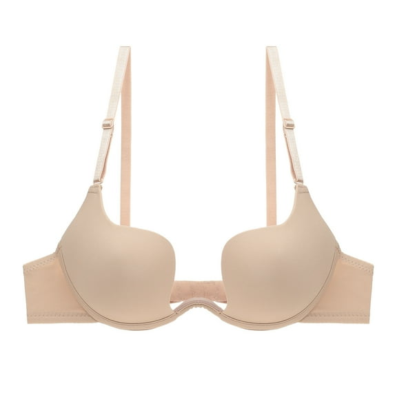 Women's Essentials Deep U Multi-Way Push Up Convertible Low Cut Plunge Bra(Beige,40D)