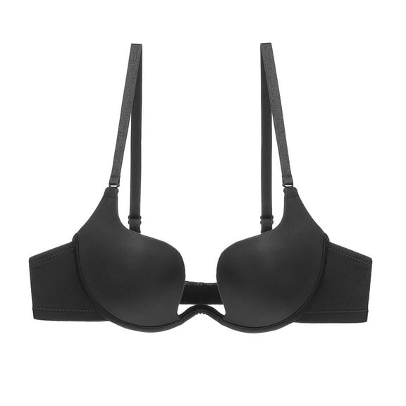 Women's Essentials Deep U Multi-Way Push Up Convertible Low Cut Plunge Bra(Black,34D)