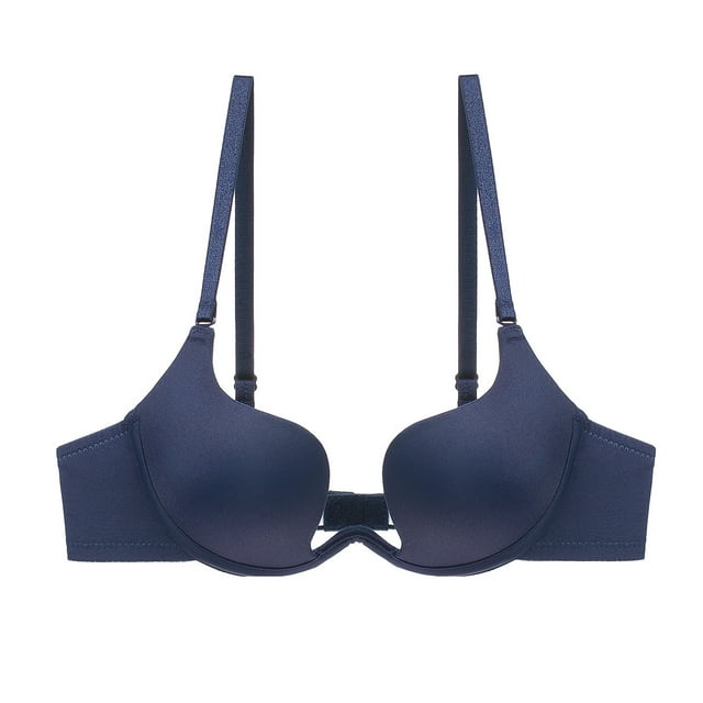Women's Essentials Deep U Multi-Way Push Up Convertible Low Cut Plunge Bra(Blue,36A)