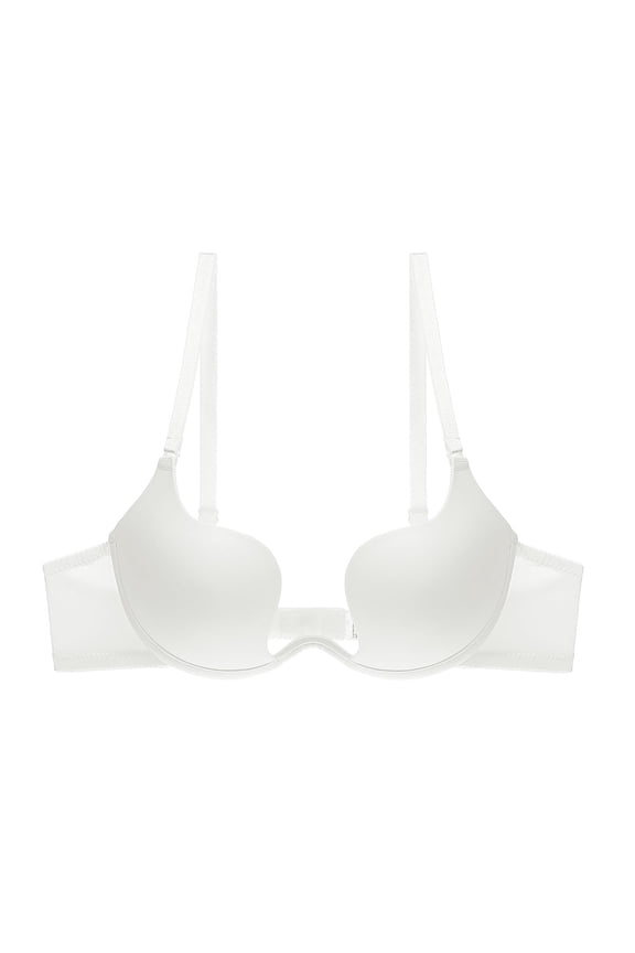 Women's Essentials Deep U Multi-Way Push Up Convertible Low Cut Plunge Bra(White,36D)