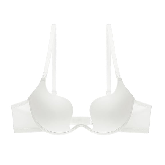 Women's Essentials Deep U Multi-Way Push Up Convertible Low Cut Plunge Bra(White,40C)