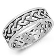 thumbnail image 1 of Women's Eternity Curb Link Design Ring .925 Sterling Silver Band Jewelry Female Male Unisex Size 6, 1 of 4