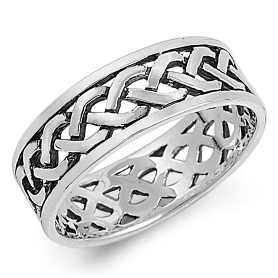 Women's Eternity Curb Link Design Ring .925 Sterling Silver Band Jewelry Female Male Unisex Size 6