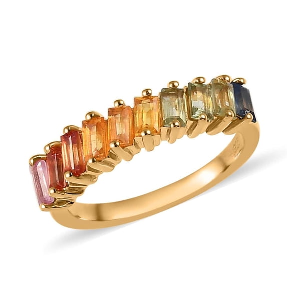 Women's Eternity Ring with Baguette Cut Colorful Gemstone Stacking Jewelry for Special Occasions